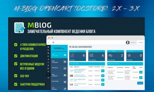 M-Blog Opencart ocStore  2.x — 3.x